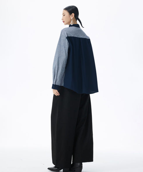 Diagonal Panel Sheer Shirt